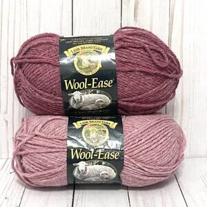 Lion Brand Wool-Ease Lot of 2 Skeins Color Rose Heather And Dark Rose Heather